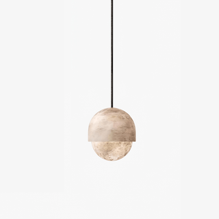 Lunar Dome Alabaster Pendant Light-Neutral Decor