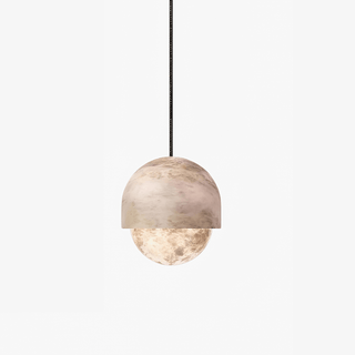 Lunar Dome Alabaster Pendant Light-Neutral Decor