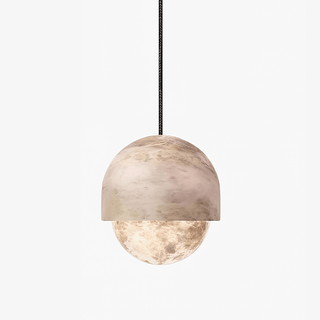 Lunar Dome Alabaster Pendant Light-Neutral Decor