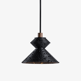 Elia Suspension Travertin Noir Texturé en Couches