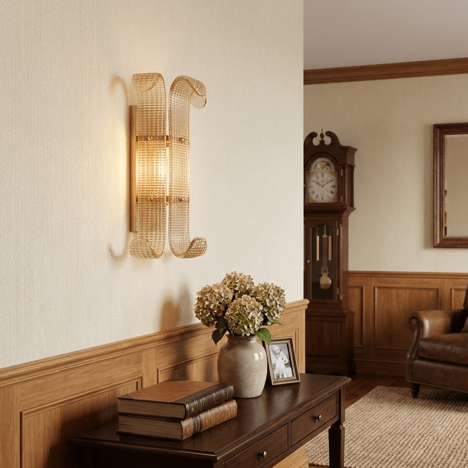 Dara Luxurious Applique Murale en Verre Champagne Texturé Élégant