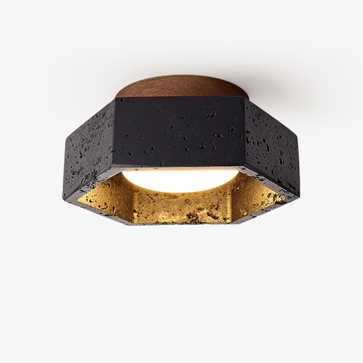 Hexara Plafonnier en Travertin Noir Hexagonal