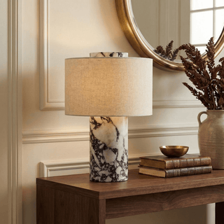 Eros Lumivor Lampe de Table Élégante en Marbre Et Tissu de Table
