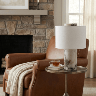 Eros Lumivor Lampe de Table Élégante en Marbre Et Tissu de Table