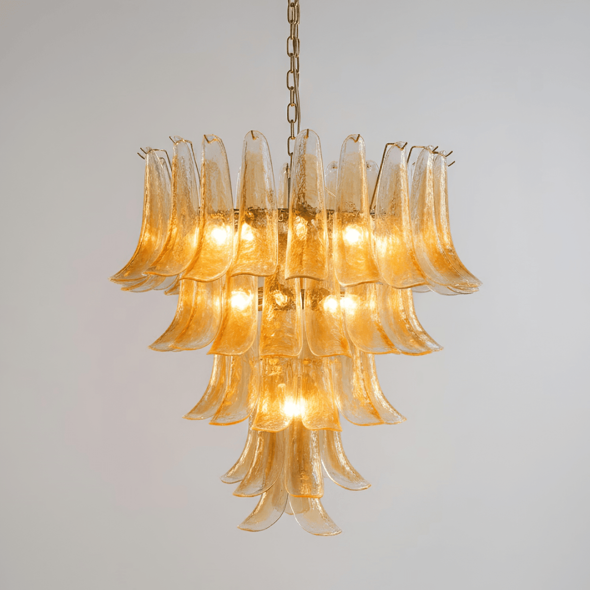 Amber Glass Petals Chandelier-Neutral Decor