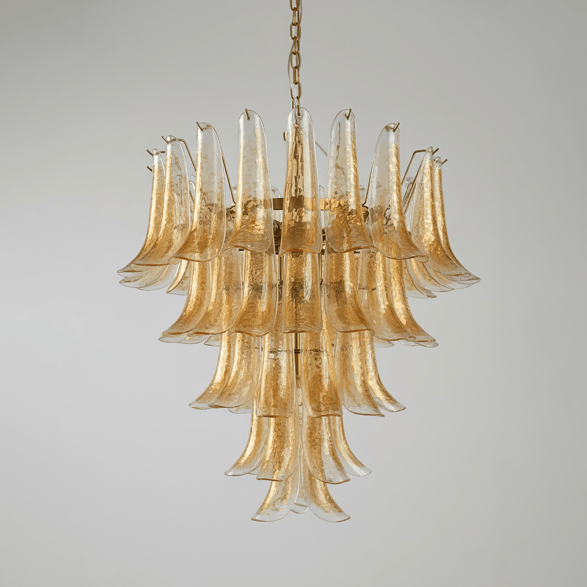 Amber Glass Petals Chandelier-Neutral Decor