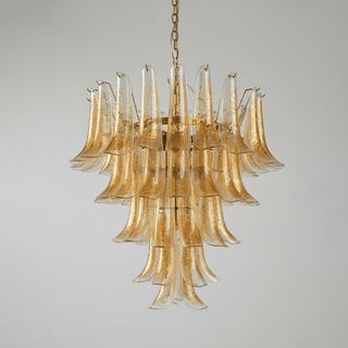 Amber Glass Petals Chandelier-Neutral Decor