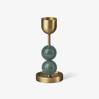 Fuldo Support à Bougies Sphérique Verdoyant en Laiton Brossé d'Intérieur Moderne du Milieu du Siècle