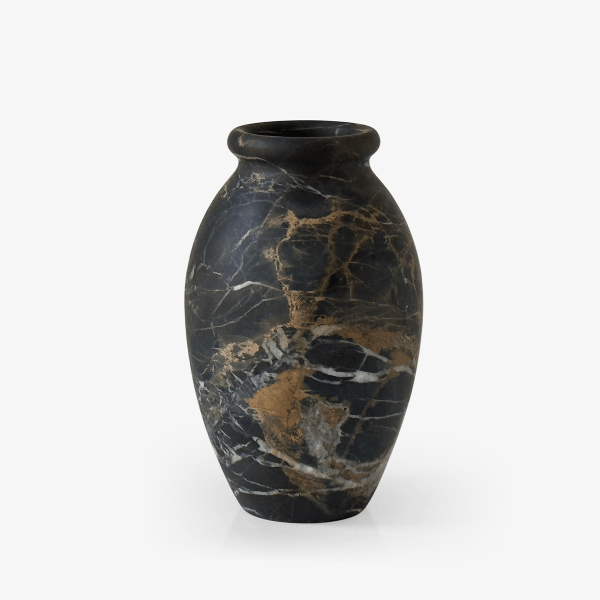 Noir Vein Stone Vase-Neutral Decor