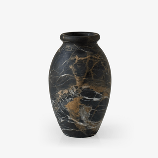 Noir Vein Stone Vase-Neutral Decor