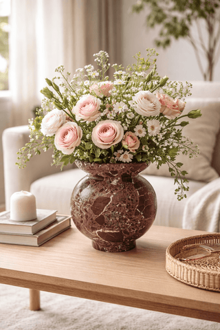 Marrow Marble Vase-Neutral Decor