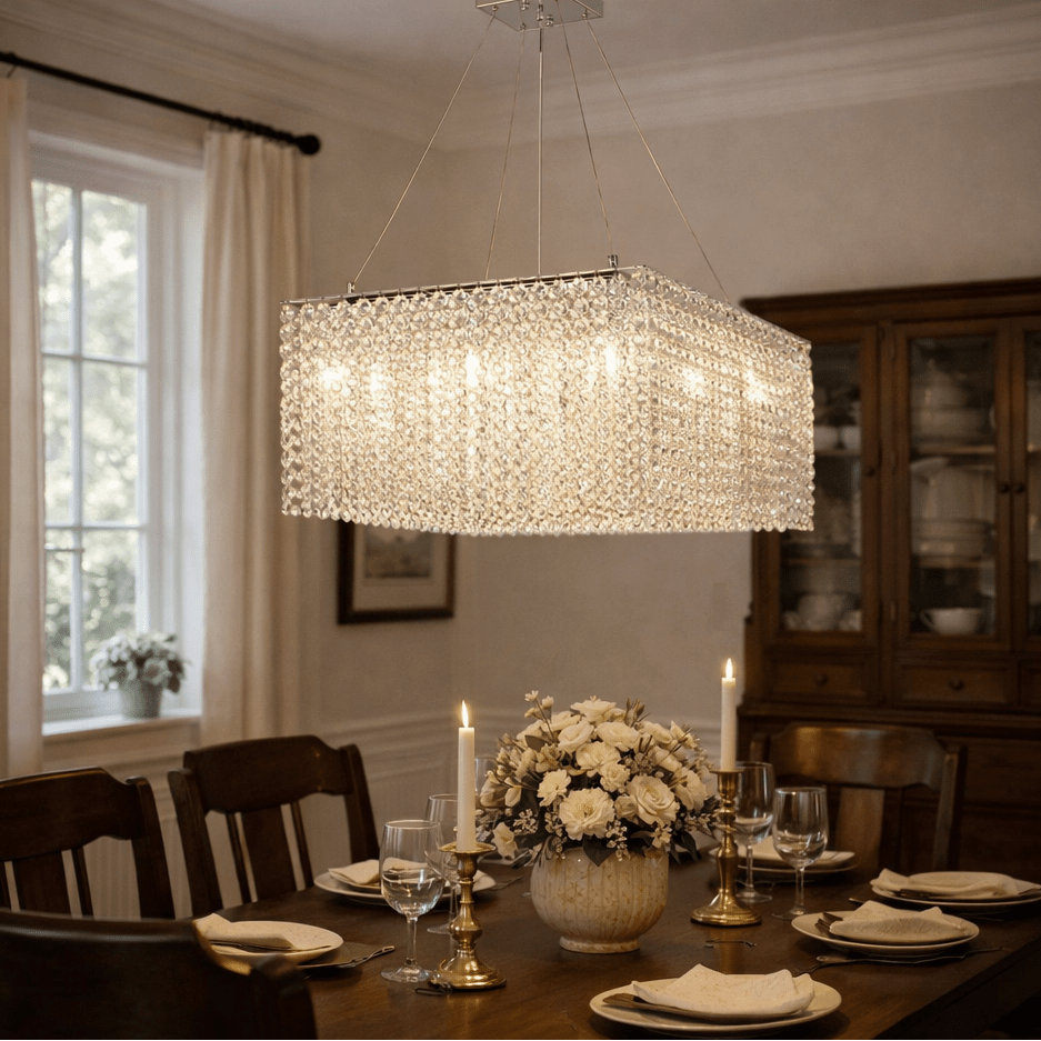 Crystal Frame Chandelier-Neutral Decor