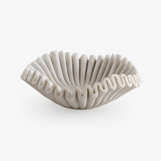Flute Fold Stone Vessel Storage Tray-Neutral Decor