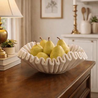 Flute Fold Stone Vessel Storage Tray-Neutral Decor