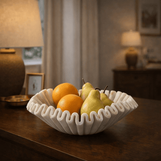 Flute Fold Stone Vessel Storage Tray-Neutral Decor