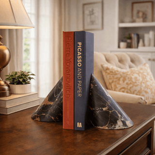 Sculpted Marble Bookends-Neutral Decor