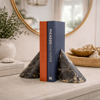 Sculpted Marble Bookends-Neutral Decor