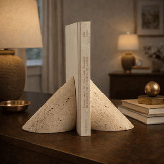 Sculpted Marble Bookends-Neutral Decor