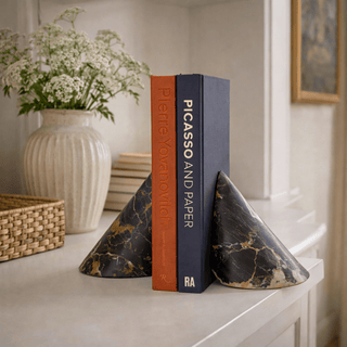 Sculpted Marble Bookends-Neutral Decor