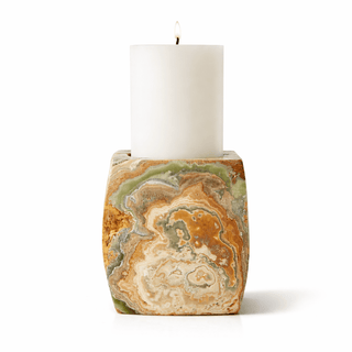 Elara Agate Candle Holder-Neutral Decor