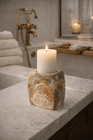 Elara Agate Candle Holder-Neutral Decor