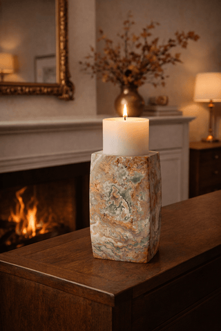 Elara Agate Candle Holder-Neutral Decor