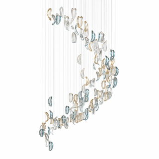 Aqua Ripple Glass Art Customize Chandelier-Neutral Decor