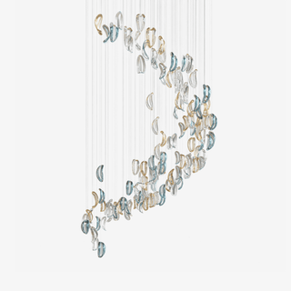 Aqua Ripple Glass Art Customize Chandelier-Neutral Decor