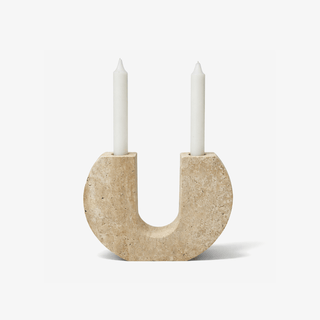 Rowan Yellow Travertine Candle Holder-Neutral Decor