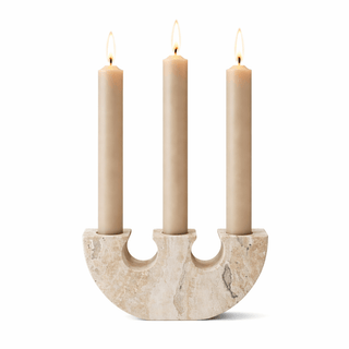 Rowan Yellow Travertine Candle Holder-Neutral Decor