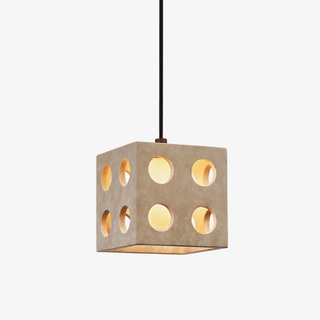 Dice Travertine Pendant Light-Neutral Decor