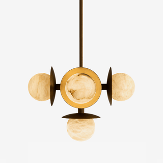 Snowflake Alabaster Orb Chandelier-Neutral Decor