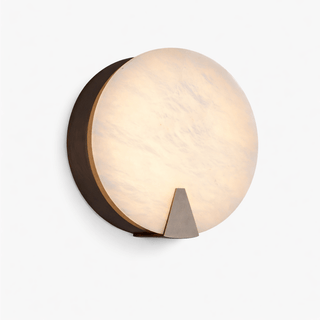 Solaris Halo Alabaster Wall Light-Neutral Decor