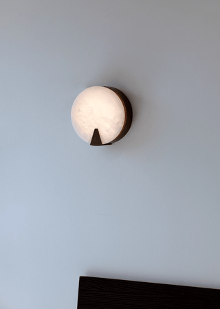 Solaris Halo Alabaster Wall Light-Neutral Decor