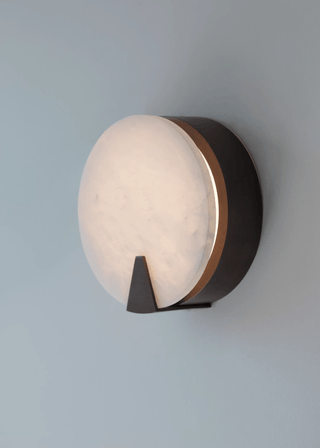 Solaris Halo Alabaster Wall Light-Neutral Decor