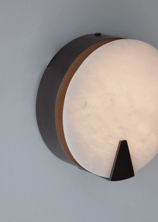 Solaris Halo Alabaster Wall Light-Neutral Decor