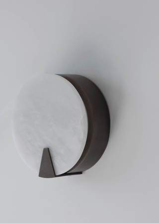 Solaris Halo Alabaster Wall Light-Neutral Decor