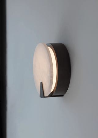 Solaris Halo Alabaster Wall Light-Neutral Decor