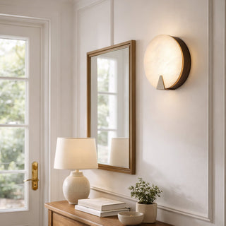 Solaris Halo Alabaster Wall Light-Neutral Decor