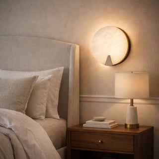 Solaris Halo Alabaster Wall Light-Neutral Decor