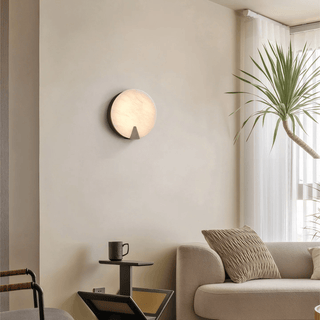 Solaris Halo Alabaster Wall Light-Neutral Decor