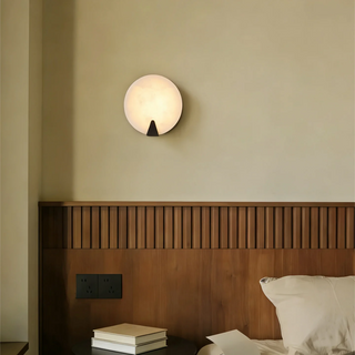 Solaris Halo Alabaster Wall Light-Neutral Decor