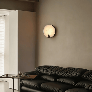 Solaris Halo Alabaster Wall Light-Neutral Decor