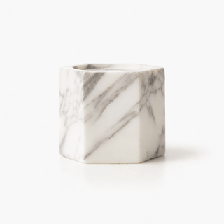 Vela Cube Marble Candle Holder-Neutral Decor