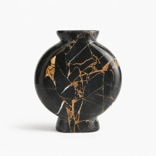 Vetra Noir Marble Vase-Neutral Decor