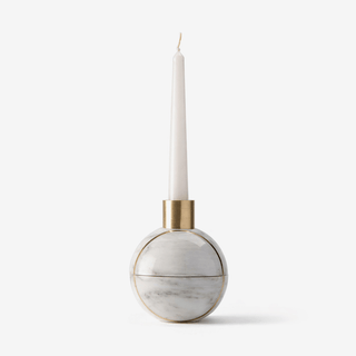 Axis Sphere Marble Candle Holder-Neutral Decor