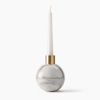 Axis Sphere Marble Candle Holder-Neutral Decor