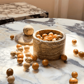 Strata Sphere Stone Storage Box-Neutral Decor