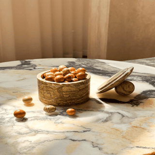 Strata Sphere Stone Storage Box-Neutral Decor