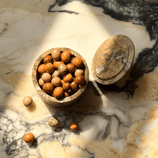 Strata Sphere Stone Storage Box-Neutral Decor